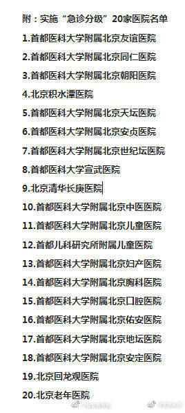 北京实行急诊分级就诊 20家医院不再先来后到 北京实行急诊分级就诊 20家医院不再先来后到
