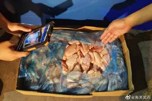 深圳海关查获走私入口冷冻鸡翅2.82吨 部门鸡翅已变质