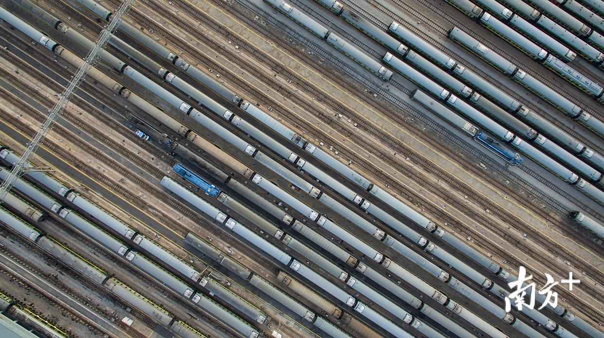 12月8日,广州火车站四周,多辆列车休整待发。树競 摄 南边拍客看广东|一周精选 初心未改