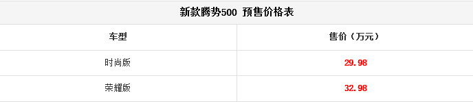 新款腾势500正式亮相 预售价29.98万元起