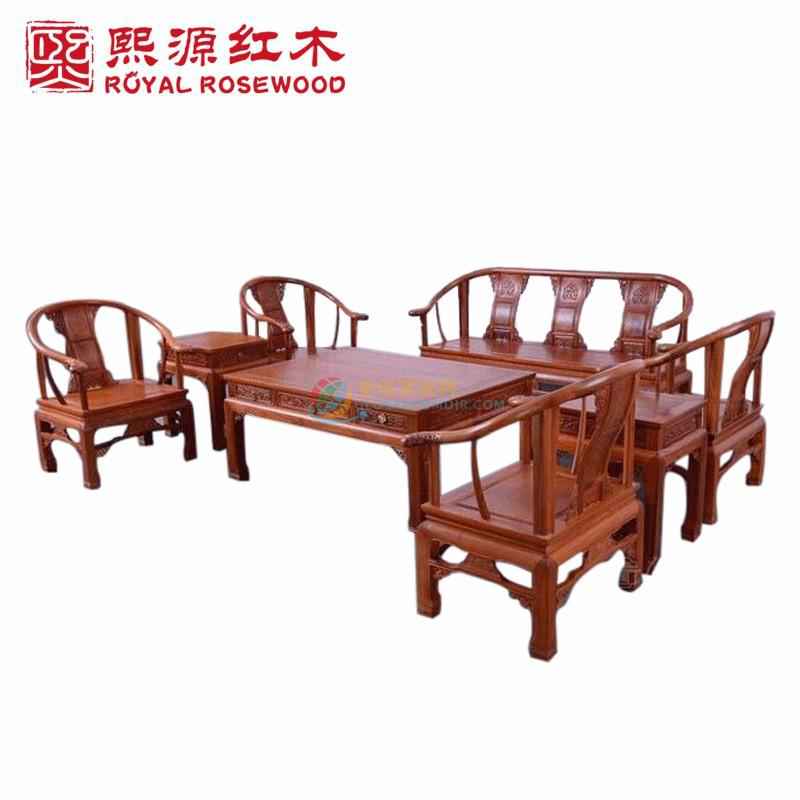 刺猬紫檀新中式沙发八人位熙源红木出品-红木家具规范