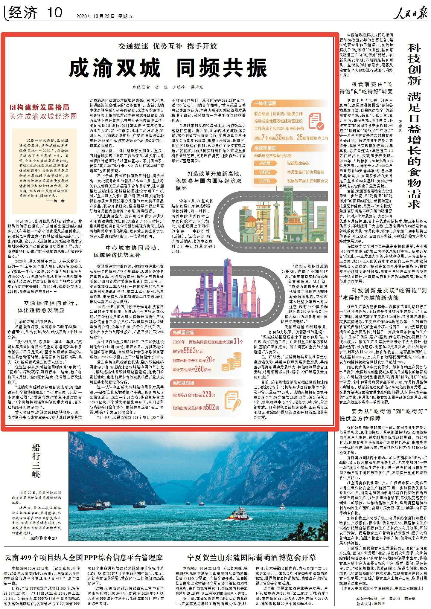 人民日报存眷成渝双城经济圈：成渝双城 联袂共进