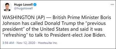 无情，以前叫人家好伴侣，此刻叫他前总统