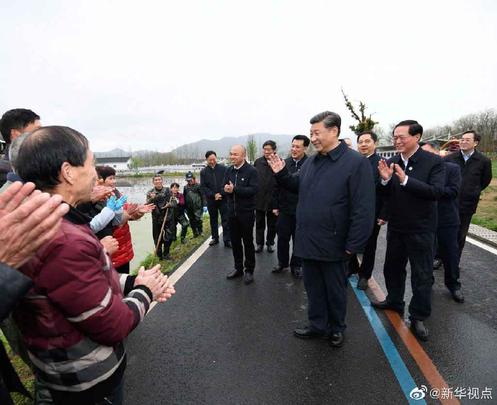 习近平在浙江省安吉县观察