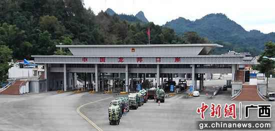 图为车辆有序列队通过港口。靖西市融媒体中心供图 广西靖西互市商业收支口额大幅增长