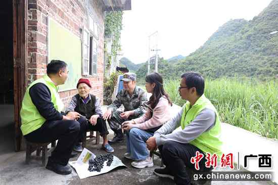 图为驻村干部进村与贫困户交换 河池金城江区向决斗决胜脱贫攻坚提倡最后冲刺