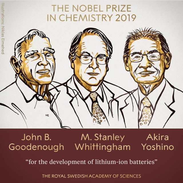 诺贝尔化学奖宣布，锂电池研究获奖