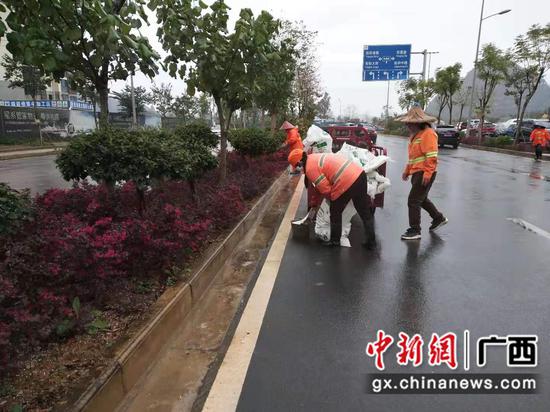 柳州阳和家产新区春季绿化养护晋升“颜值”