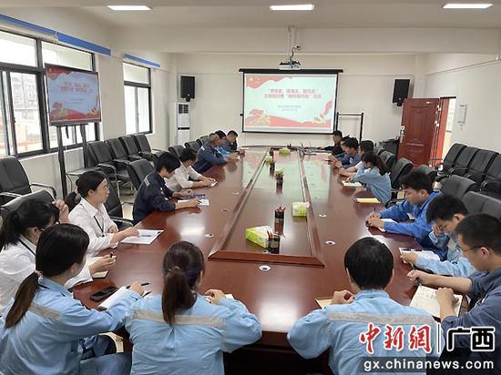 团员青年介入党史专题进修。胡仁艳 摄 崇左凭祥供电局开展主题团日勾当