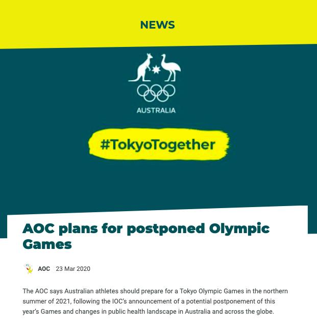 澳大利亚奥委会发布因军队“无法集结”将改为备战明年奥运会