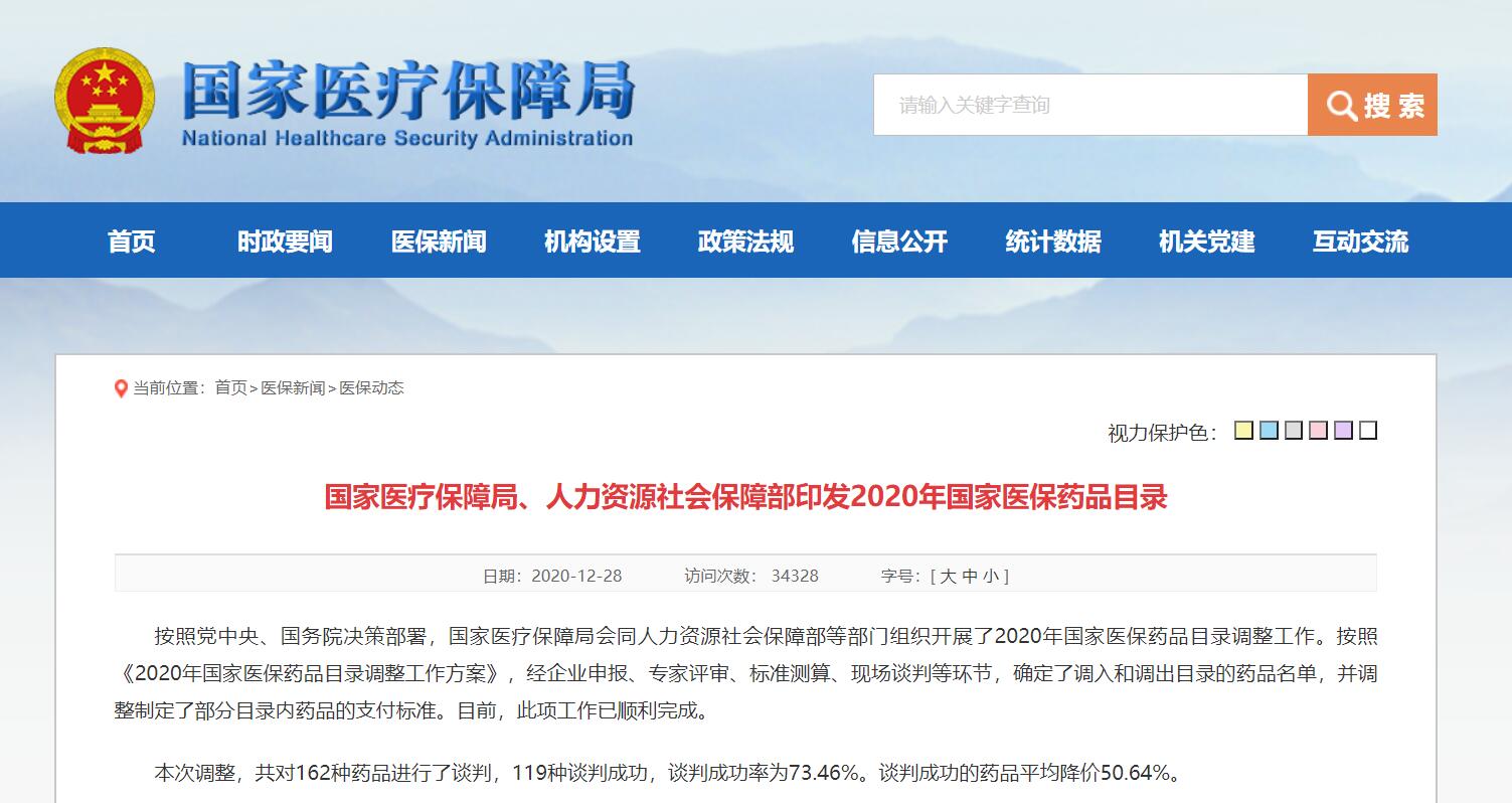 119种药品新纳入医保(含治疗新冠肺炎药品)