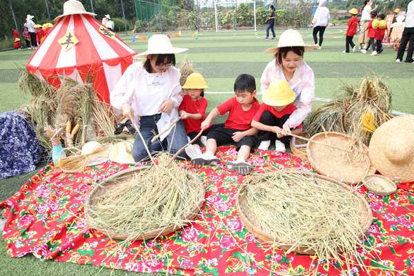 合肥一所幼儿园田园农耕趣味举动会秋收乐翻天