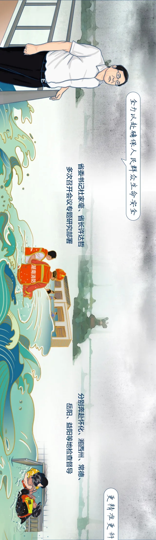手绘长图丨湖南“不溃一堤一垸”是怎样炼成的一一2020湖南防汛救灾图鉴