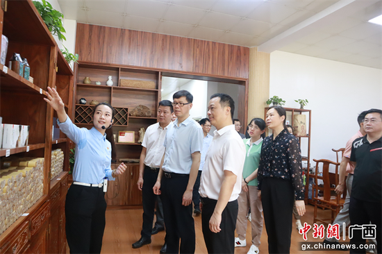 考察组一行到电白区观珠镇沙垌村沉香街考察沉香产业发展情况。颜莉莉 摄 欧树和率队到广东茂名市茂南区、电白区对接粤桂协作工作