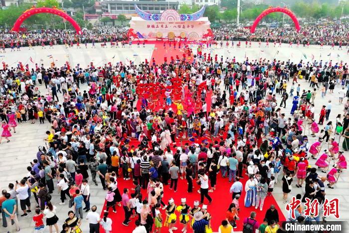 庆祝“三月三” 广西桂平上演“闹春牛”