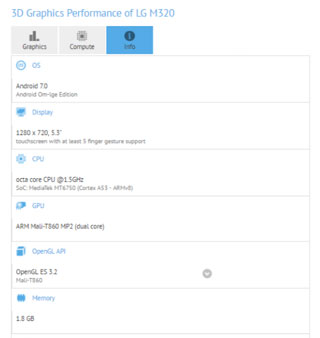 LG M320参数曝光：搭载安卓7.0
