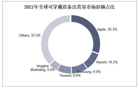 2021年全球可穿戴设备出货量市场份额占比