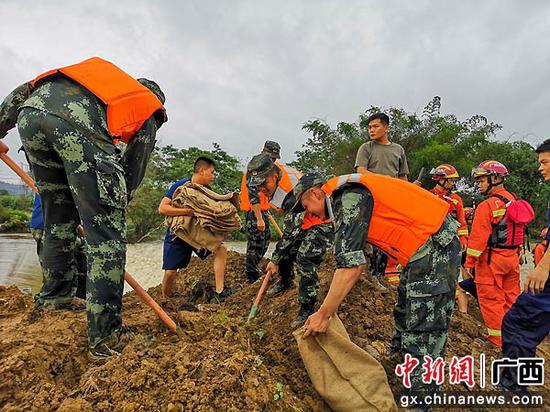 暴雨导致上林县庄稼受损 武警官兵紧急出动