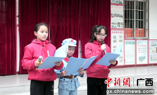 党史学习教育进校园。廖羚茜 摄 柳州市柳江区多措并举推进党史学习教育